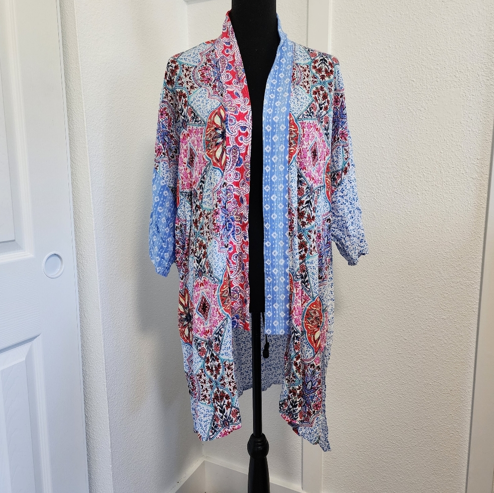 GAP Lightweight Print Half Sleeve Boho Kimono - Picture 2 of 9